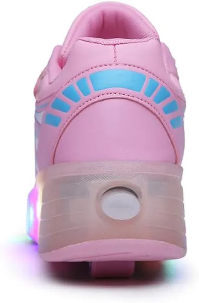 Kids Led Light Up Shoes Sneakers Outdoor Two Wheels Roller Skates Shoes for Boys Girls