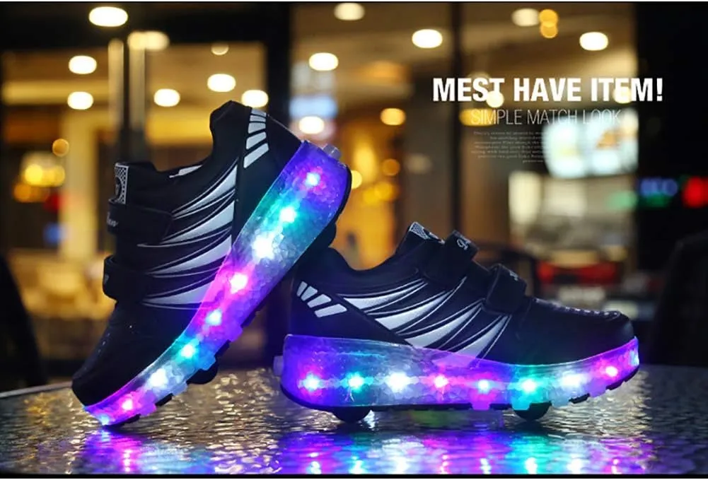Kids Led Light Up Shoes Sneakers Outdoor Two Wheels Roller Skates Shoes for Boys Girls