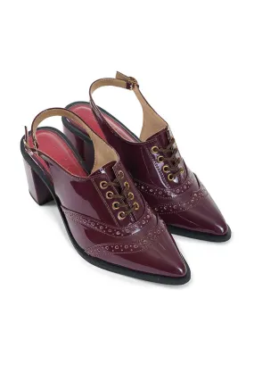 Kylie Maroon Slign Back Brogue Heels