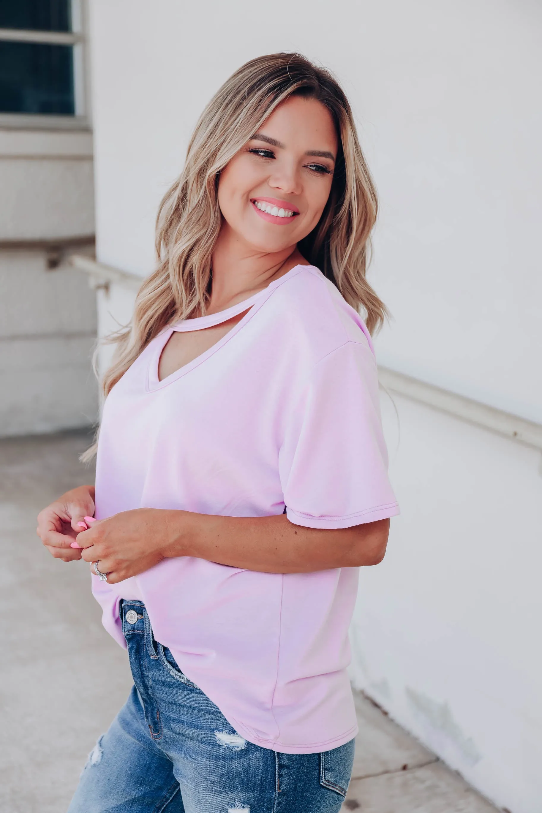 Lavender Blossom Key Hole Top