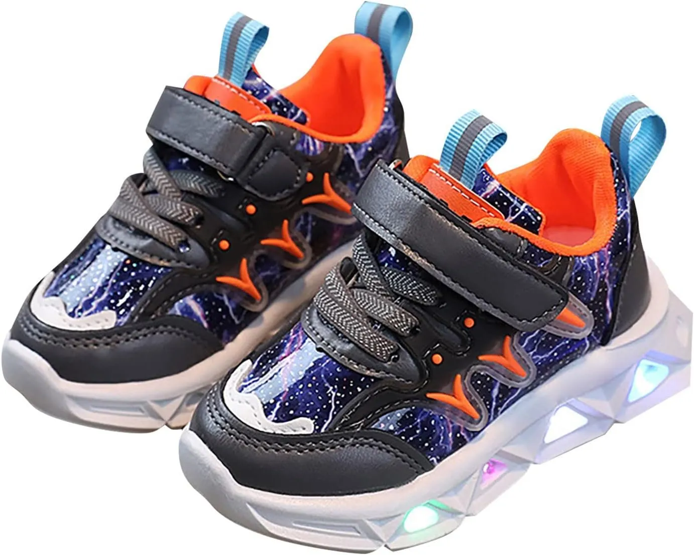 LED Charged Light Up Shoes for Boys Girls Breathable Soft Sole Strap Collision Color Toddler Shoes