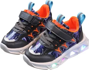 LED Charged Light Up Shoes for Boys Girls Breathable Soft Sole Strap Collision Color Toddler Shoes