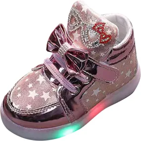 Light Up Shoes Non-Slip High Top Slip On Shoes Lac𝐞 Up Bow Walking Shoes Wide Toe Box Warm Led Snow Boots