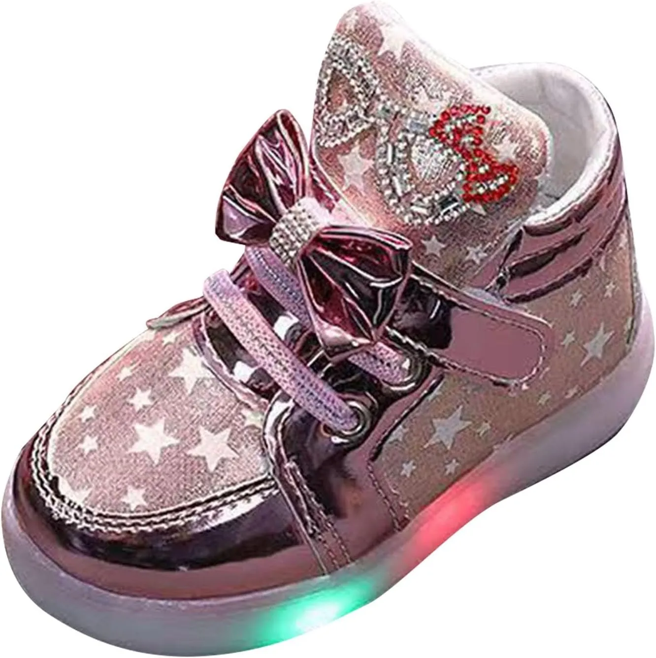 Light Up Shoes Non-Slip High Top Slip On Shoes Lac𝐞 Up Bow Walking Shoes Wide Toe Box Warm Led Snow Boots