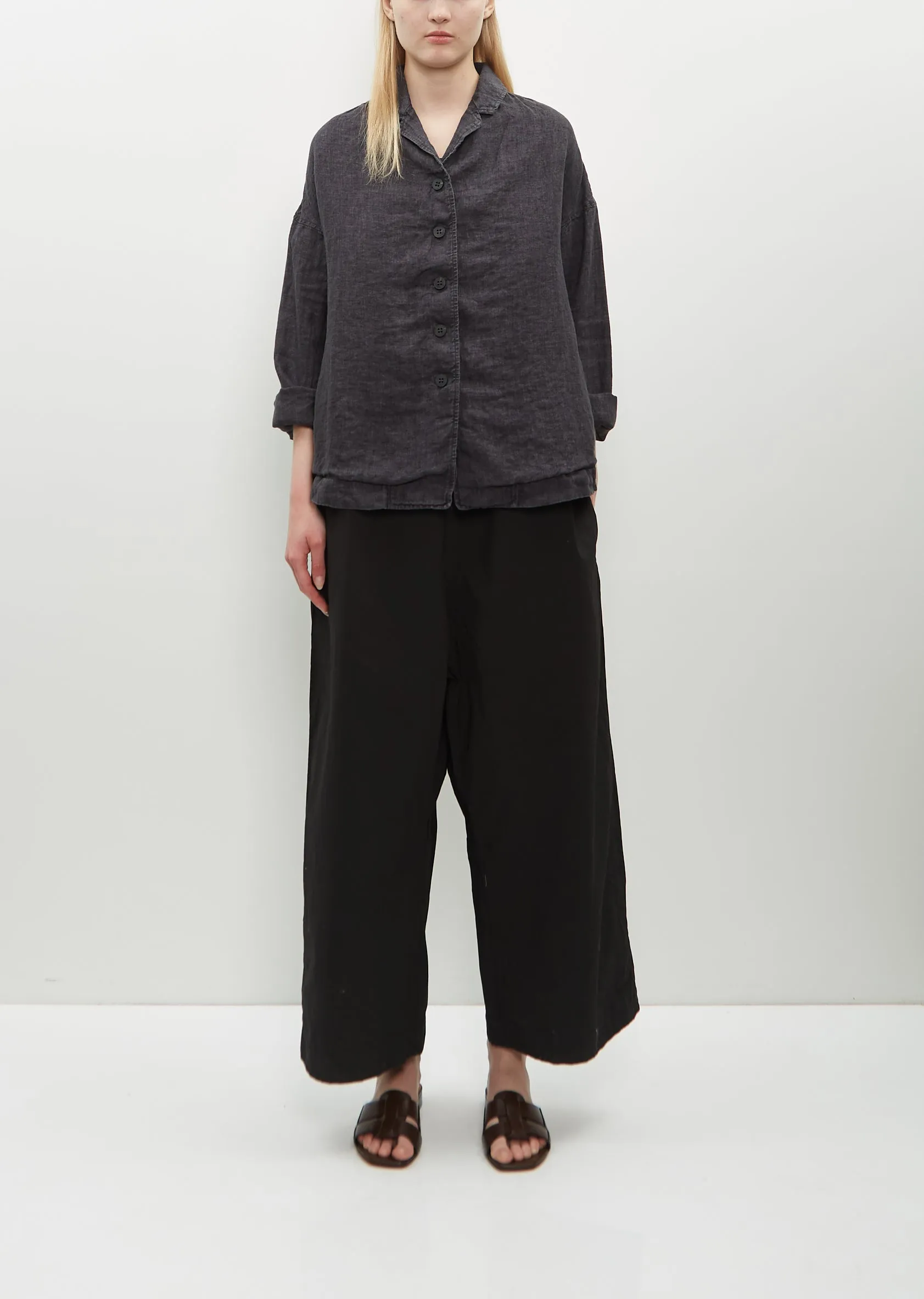 Linen Loose Blazer — Black
