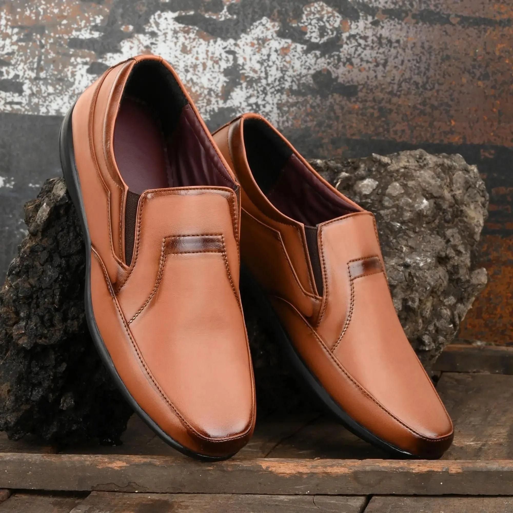 Loafers for Men Tan Color Formal Synthetic Leather Loafer