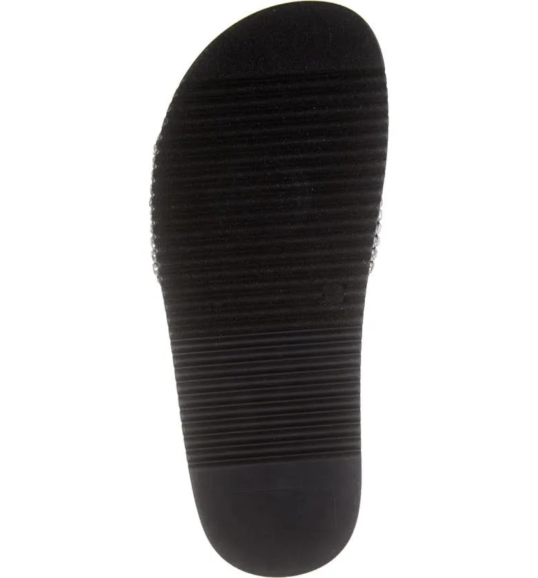 Marren - Rhinestone Pool Slide Sandals - Black