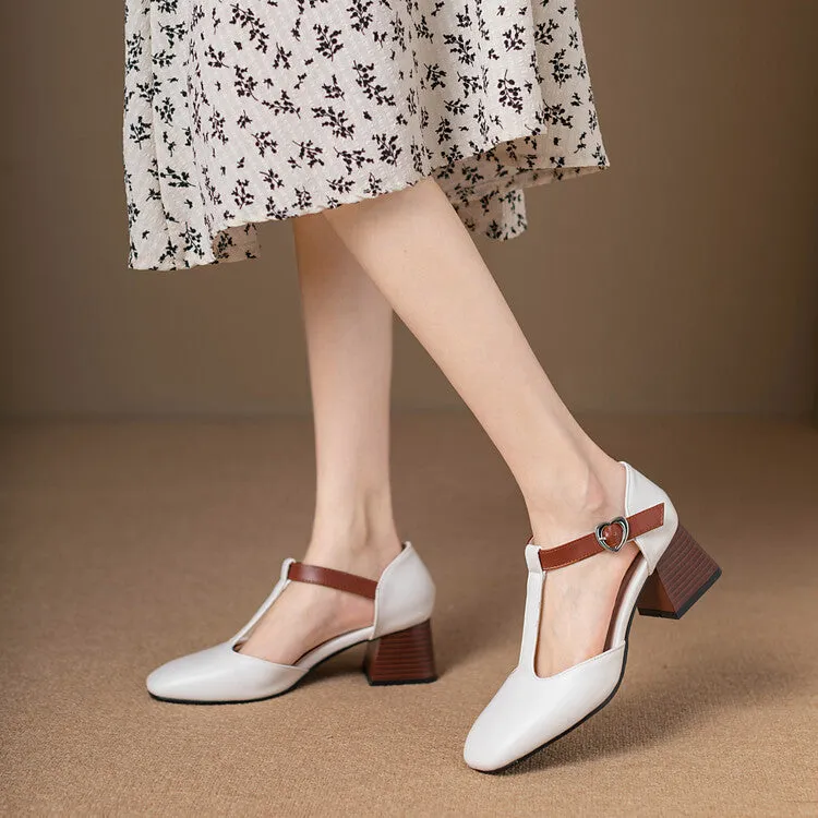 Marry jane T-strap block heels sandals