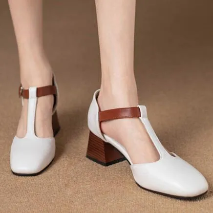 Marry jane T-strap block heels sandals