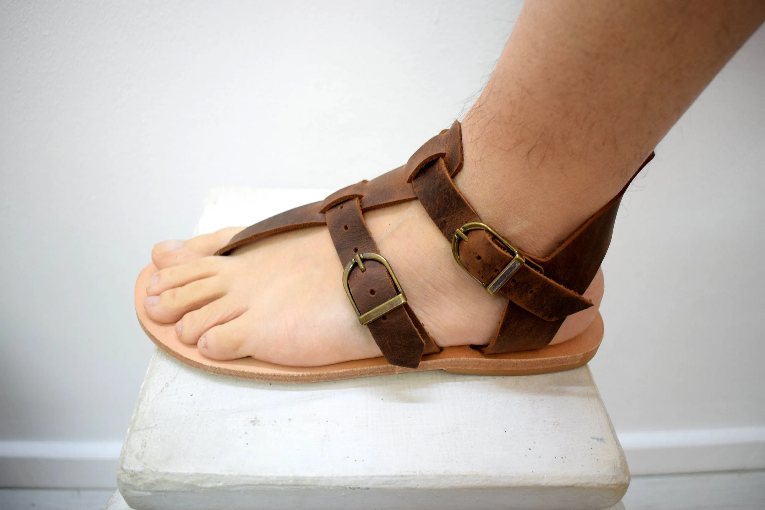 Men's gladiator leather sandals.