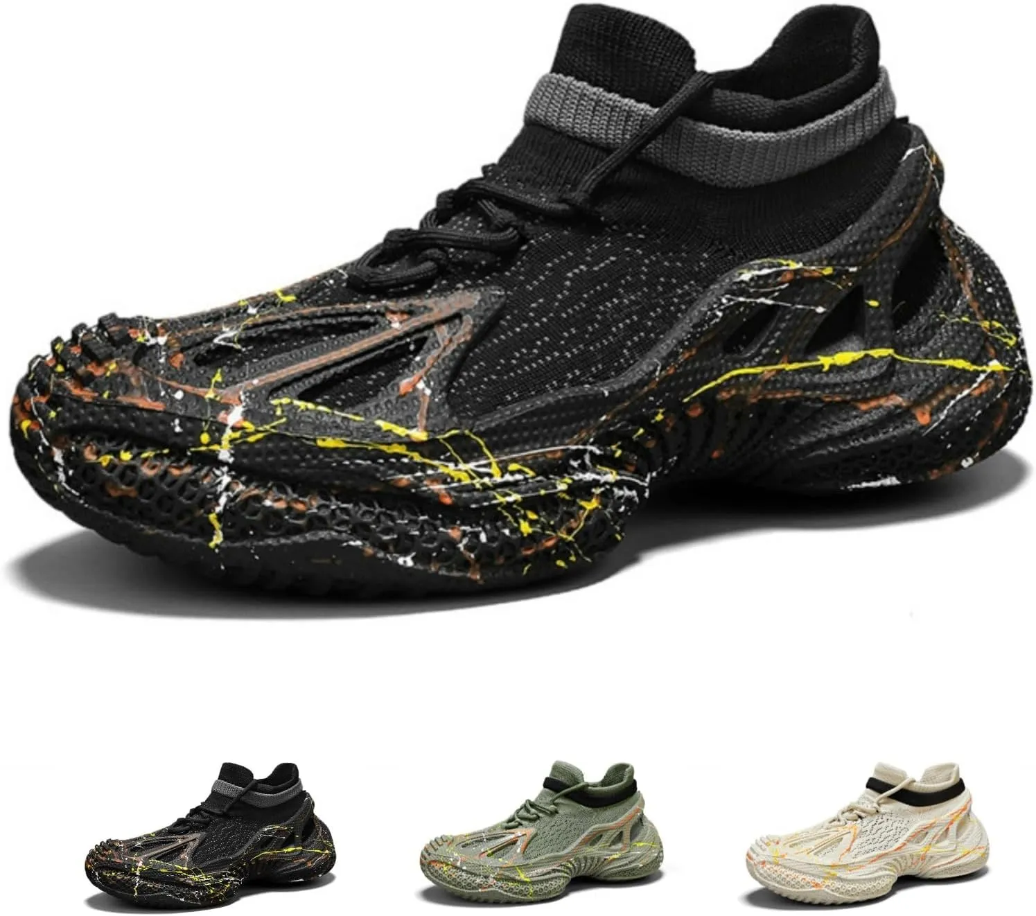Men's Knit Light Up Sneakers Fashion Mesh Upper Breathable Glow in The Dark Running Shoes Casual Walking Shoes