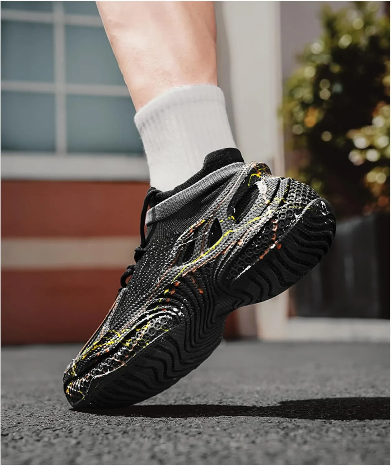 Men's Knit Light Up Sneakers Fashion Mesh Upper Breathable Glow in The Dark Running Shoes Casual Walking Shoes