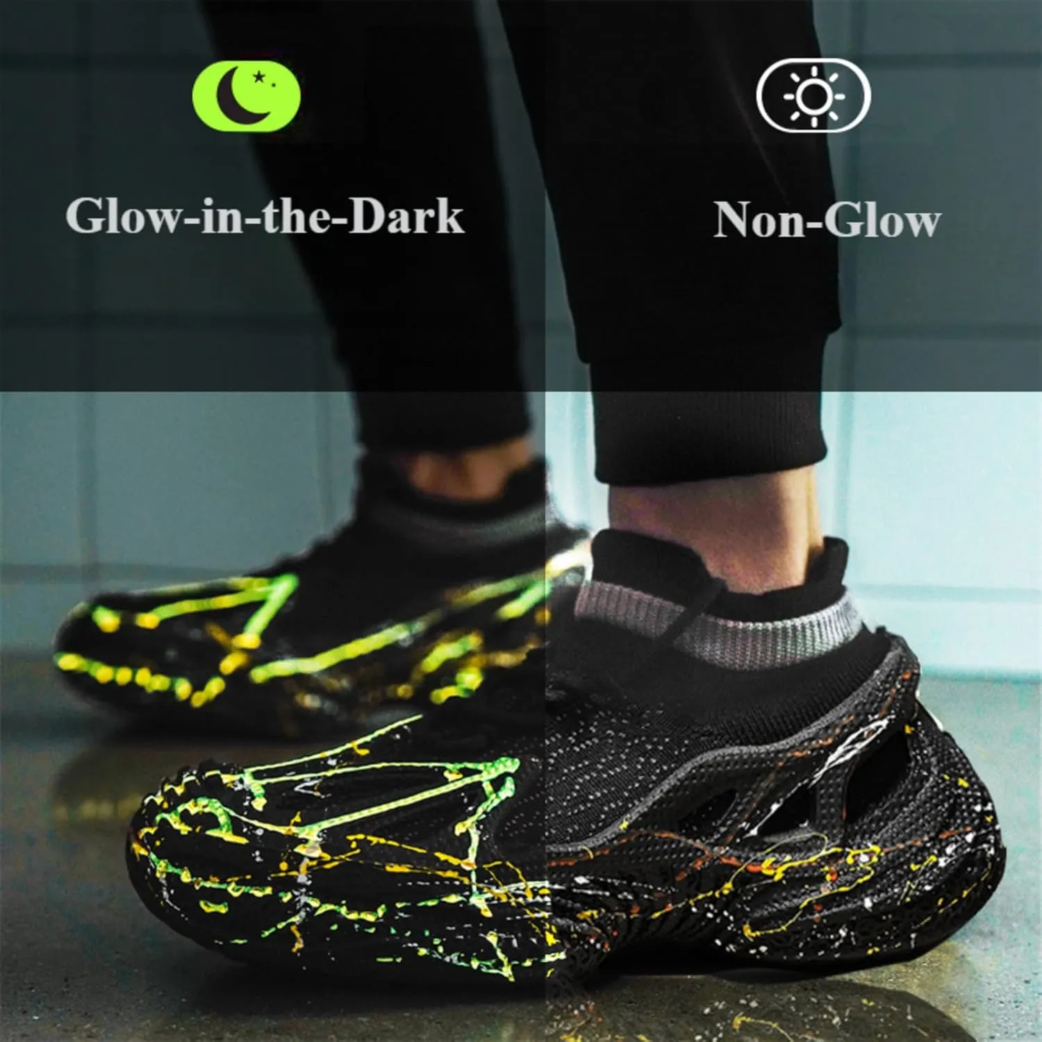 Men's Knit Light Up Sneakers Fashion Mesh Upper Breathable Glow in The Dark Running Shoes Casual Walking Shoes
