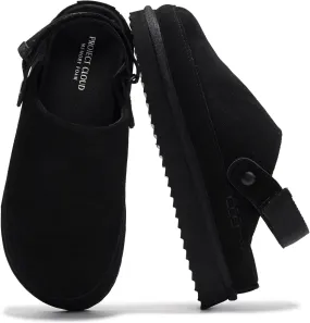 Project Cloud Genuine Suede Clogs for Women - Memory Foam Womens Clogs & Mules with Adjustable Straps - Lightweight Platform Shoes Non-Slip Slides (Goldstar)