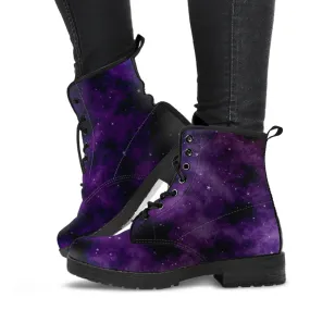 Purple Combat Boots - Galaxy | Purple Boots for Women, Vegan Leather Lace Up Boots Women, Handmade Lace Up Boots, Women's Boots, Custom Shoes
