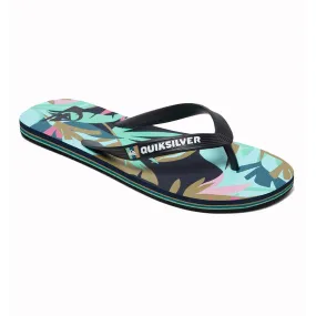 Quiksilver Molokai Tropical Flow Flip Flops - Black/Green/Black