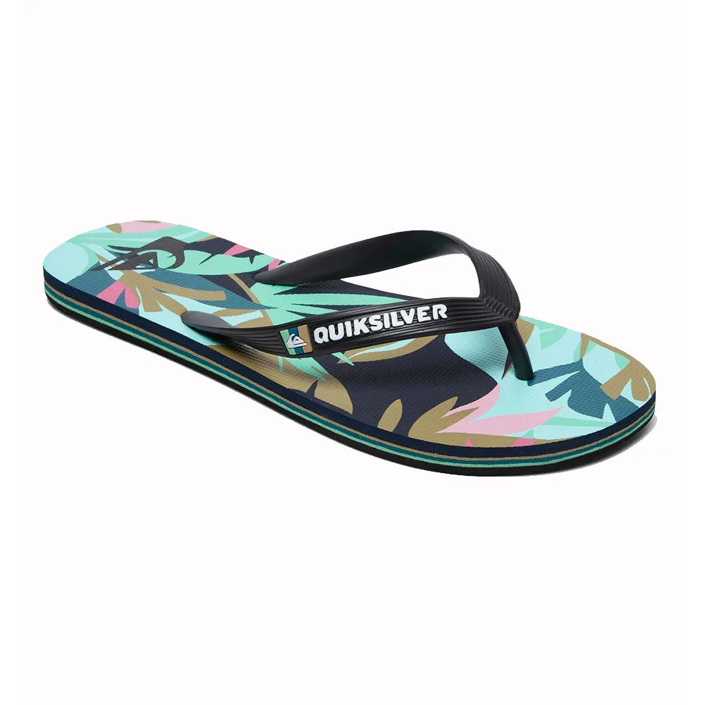 Quiksilver Molokai Tropical Flow Flip Flops - Black/Green/Black