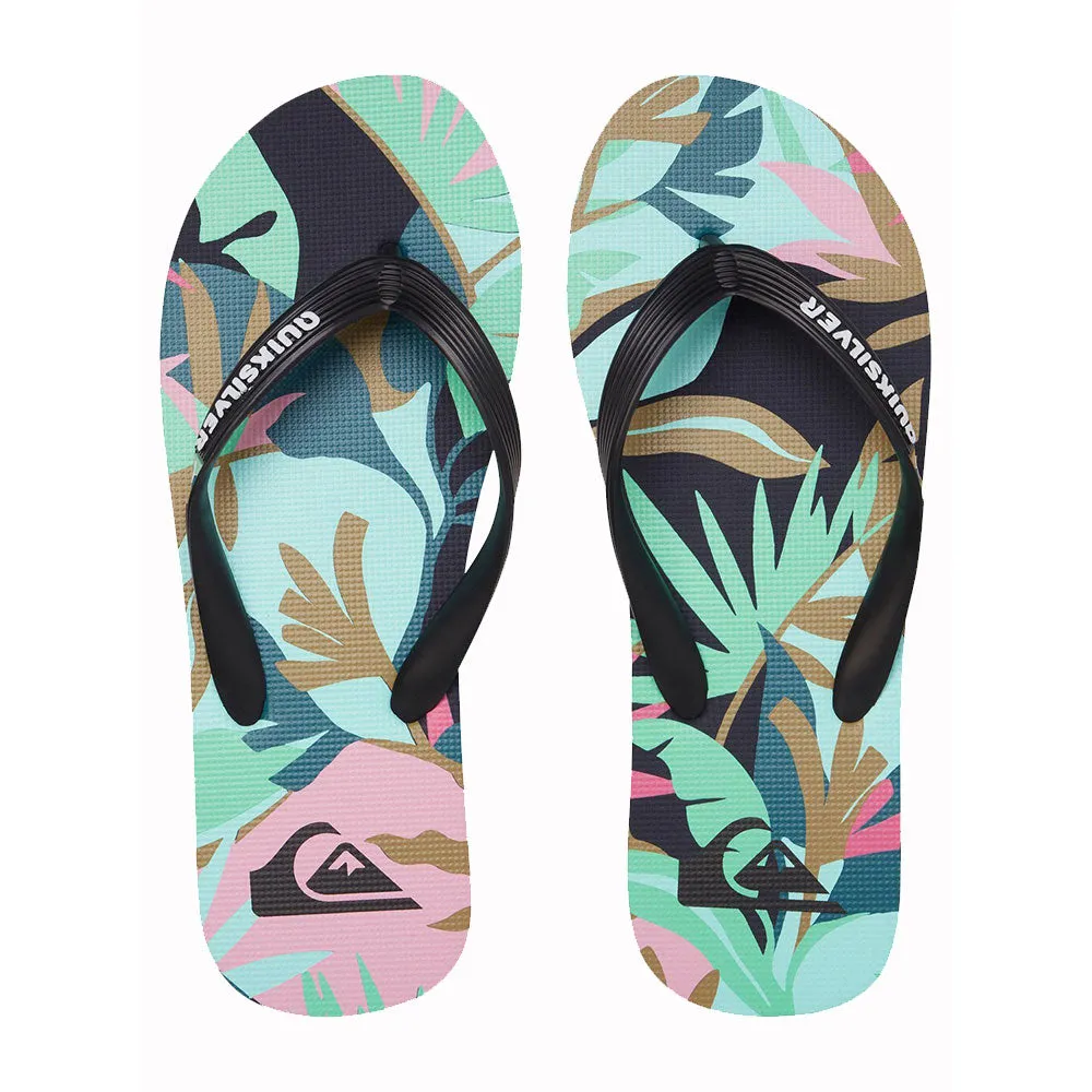 Quiksilver Molokai Tropical Flow Flip Flops - Black/Green/Black