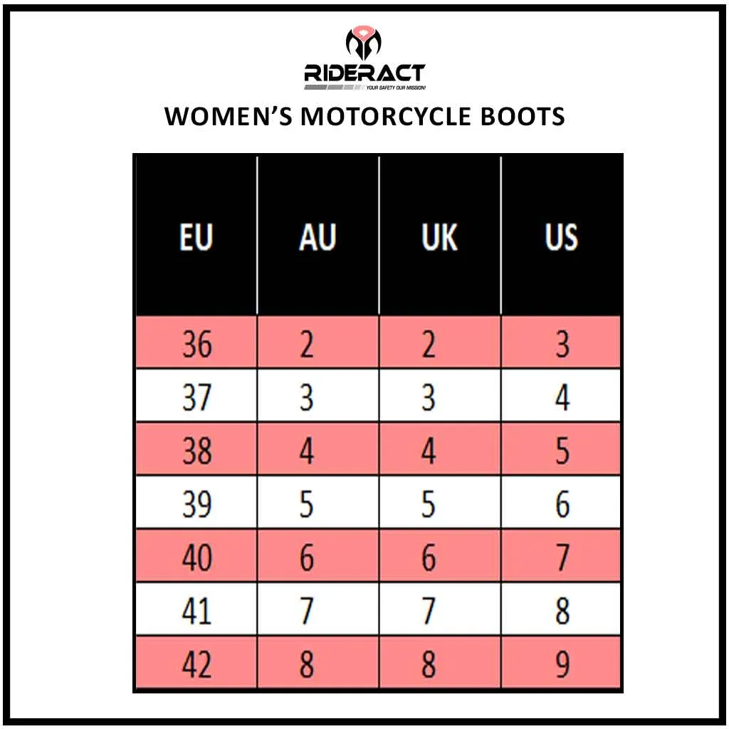 RIDERACT® Womens Motorcycle Riding Boots Black Rock Fashion Motorbike Boots