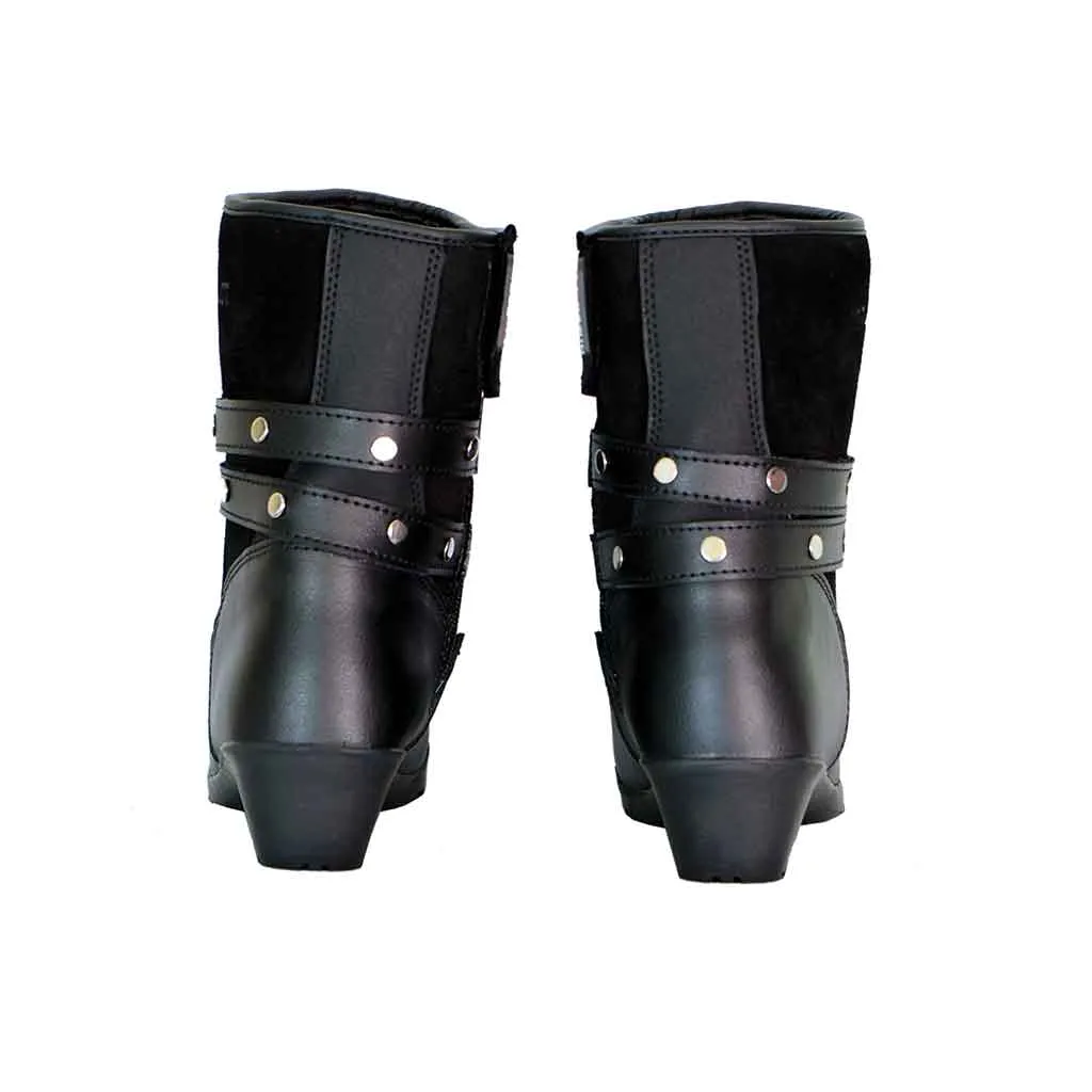 RIDERACT® Womens Motorcycle Riding Boots Black Rock Fashion Motorbike Boots