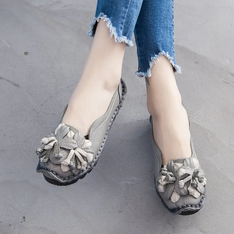 Rumour Has It | Perforated Flower Deco Head Leather Flats