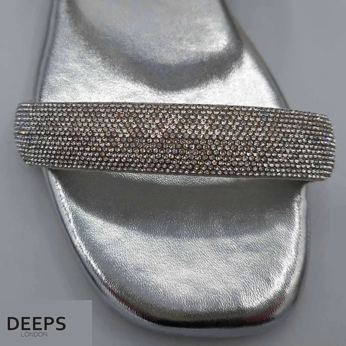 SHIRAZ DOUBLE STRAP EMBELLISHED SPARKLY FLAT SLIDER SANDALS