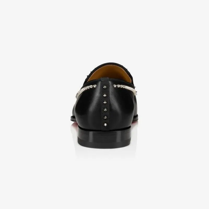 Studded Flat Loafers Calfskin Leather Spikes