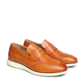 Tan Leather Light Weight Penny Sneakers