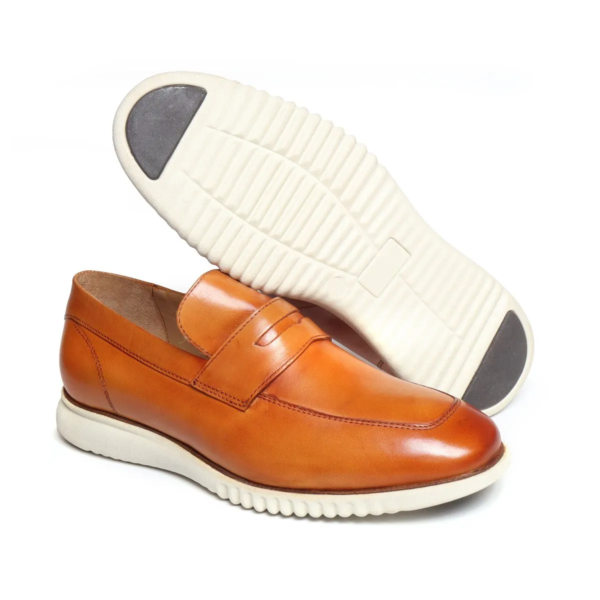 Tan Leather Light Weight Penny Sneakers