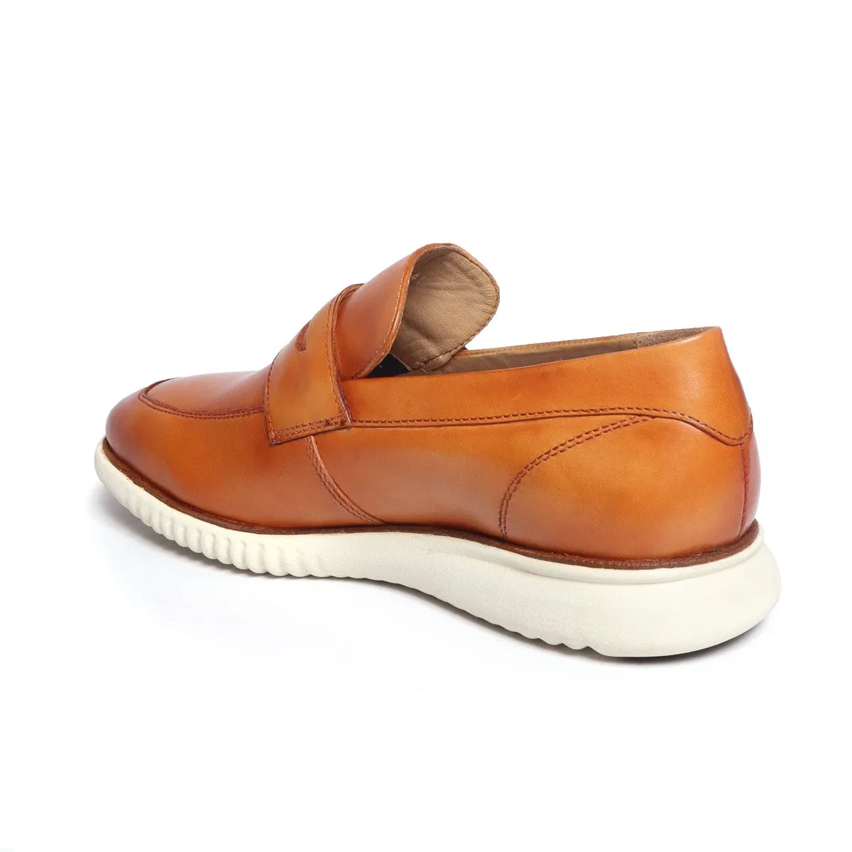 Tan Leather Light Weight Penny Sneakers