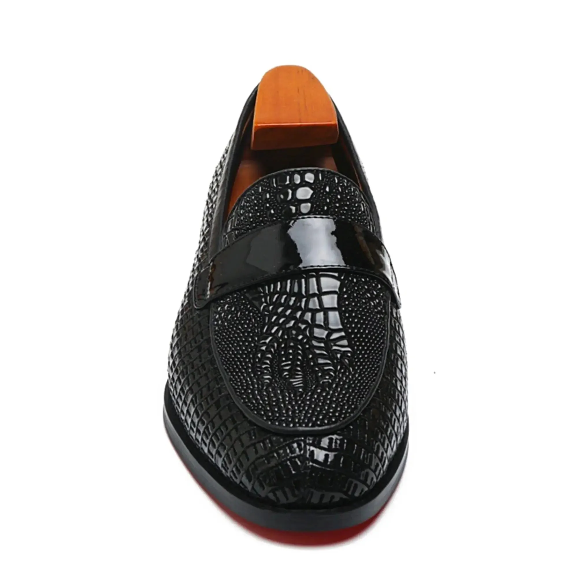 The LOM - Luxury red bottom alligator print leather loafers for men