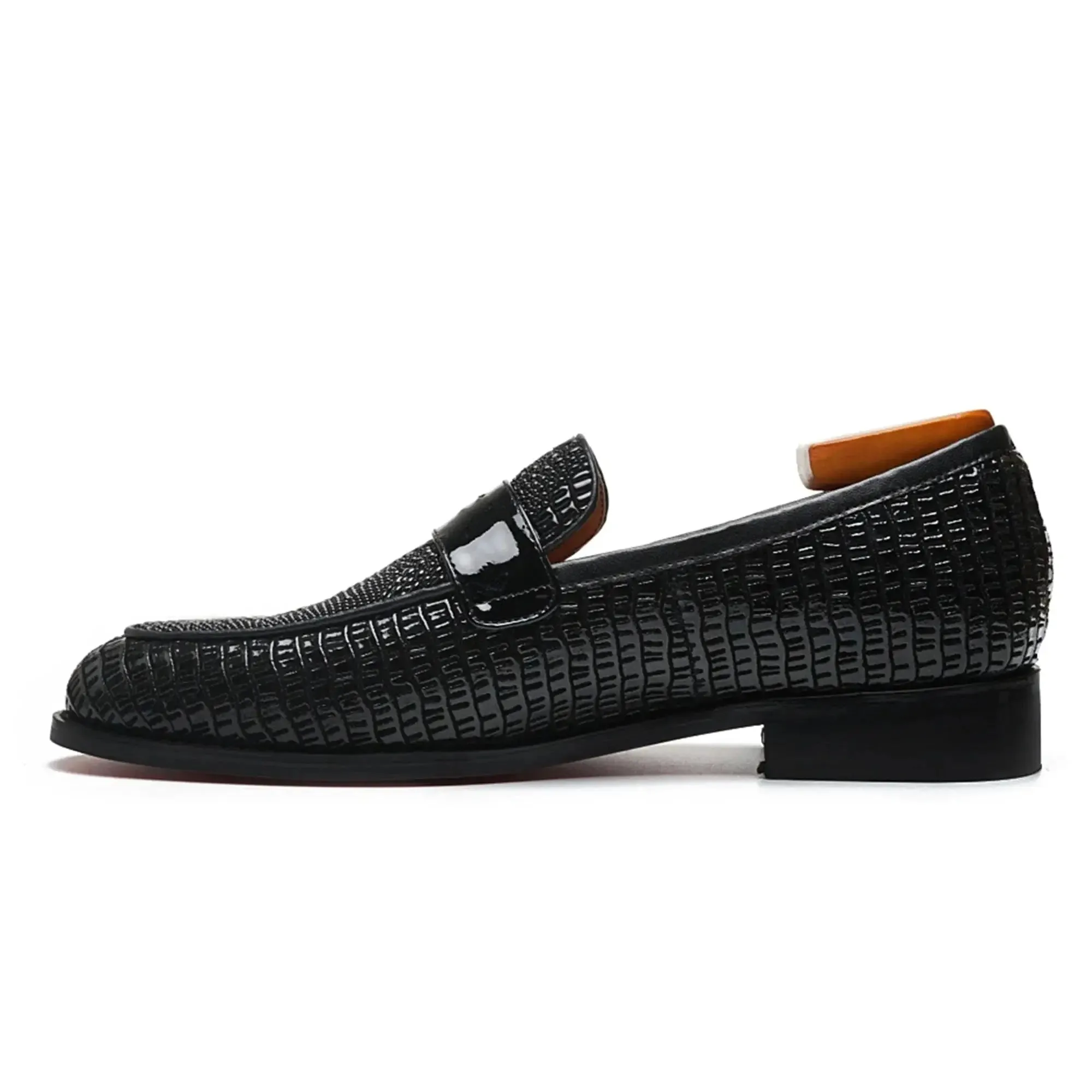 The LOM - Luxury red bottom alligator print leather loafers for men