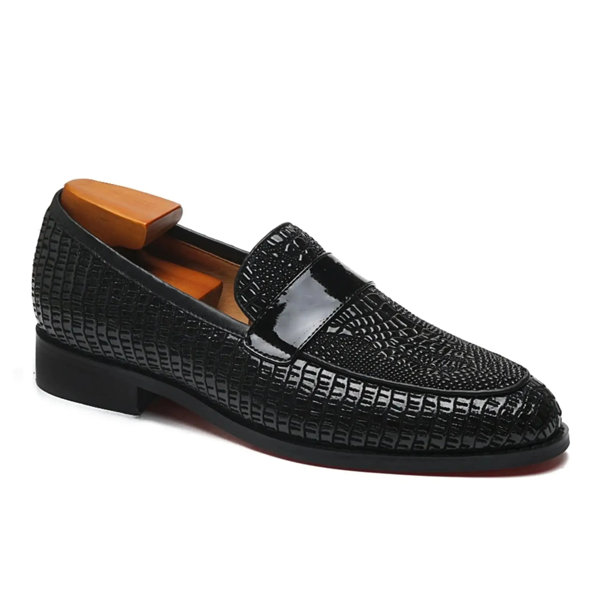 The LOM - Luxury red bottom alligator print leather loafers for men