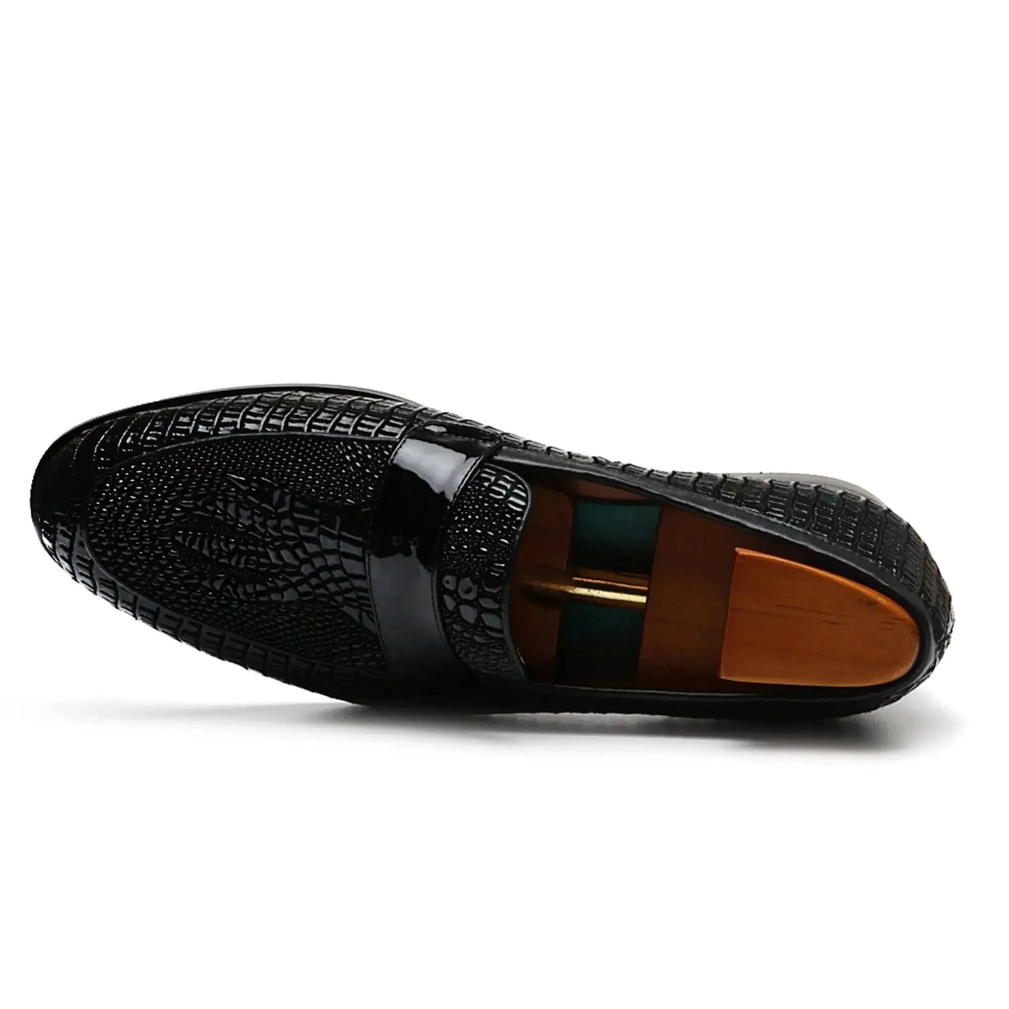 The LOM - Luxury red bottom alligator print leather loafers for men