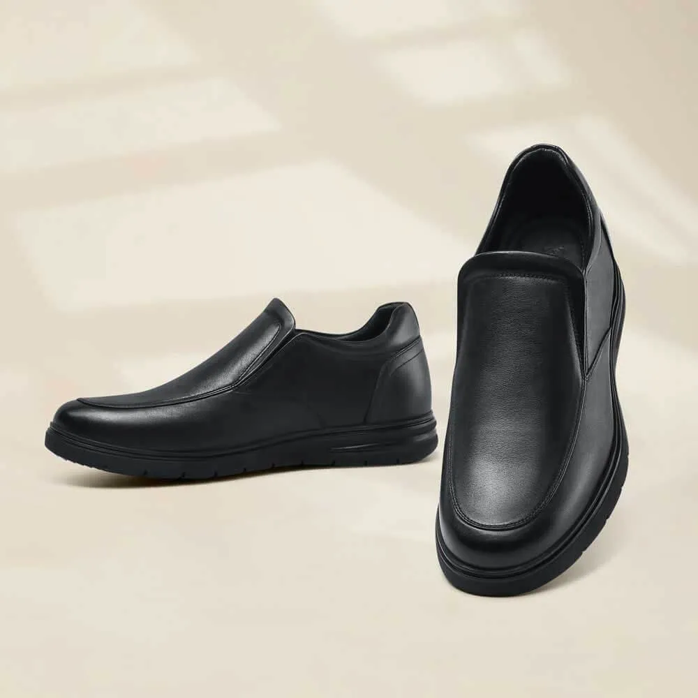This item only ships to the United States - 6 CM / 2.36 Inches CMR CHAMARIPA Men's Elevator Loafers: Enhance Your Height with Black Leather Casual Loafers