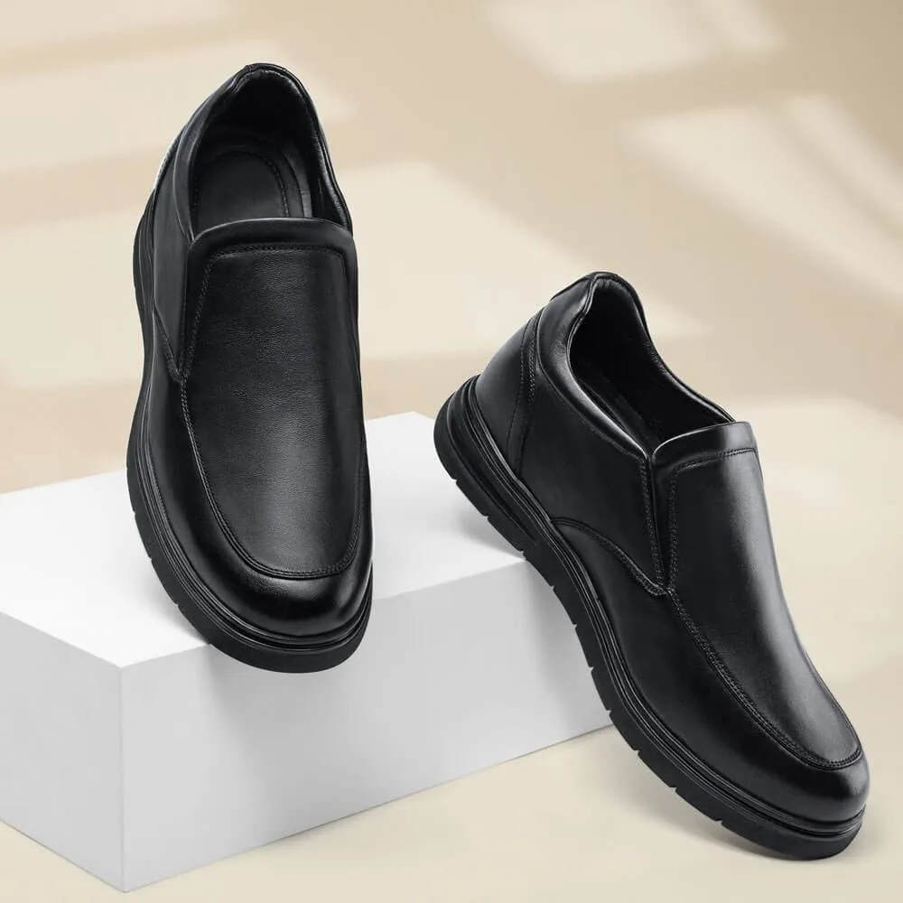 This item only ships to the United States - 6 CM / 2.36 Inches CMR CHAMARIPA Men's Elevator Loafers: Enhance Your Height with Black Leather Casual Loafers