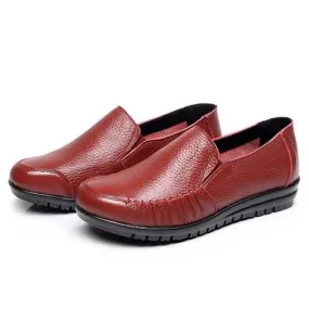 US Size 5-12 Leather Women Soft Shoes Outdoor Slip On Flat Loafers