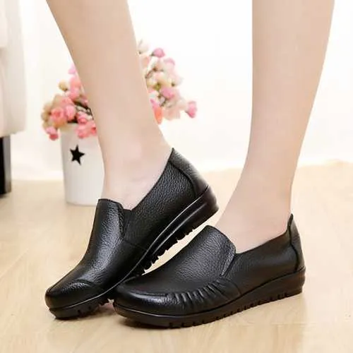 US Size 5-12 Leather Women Soft Shoes Outdoor Slip On Flat Loafers