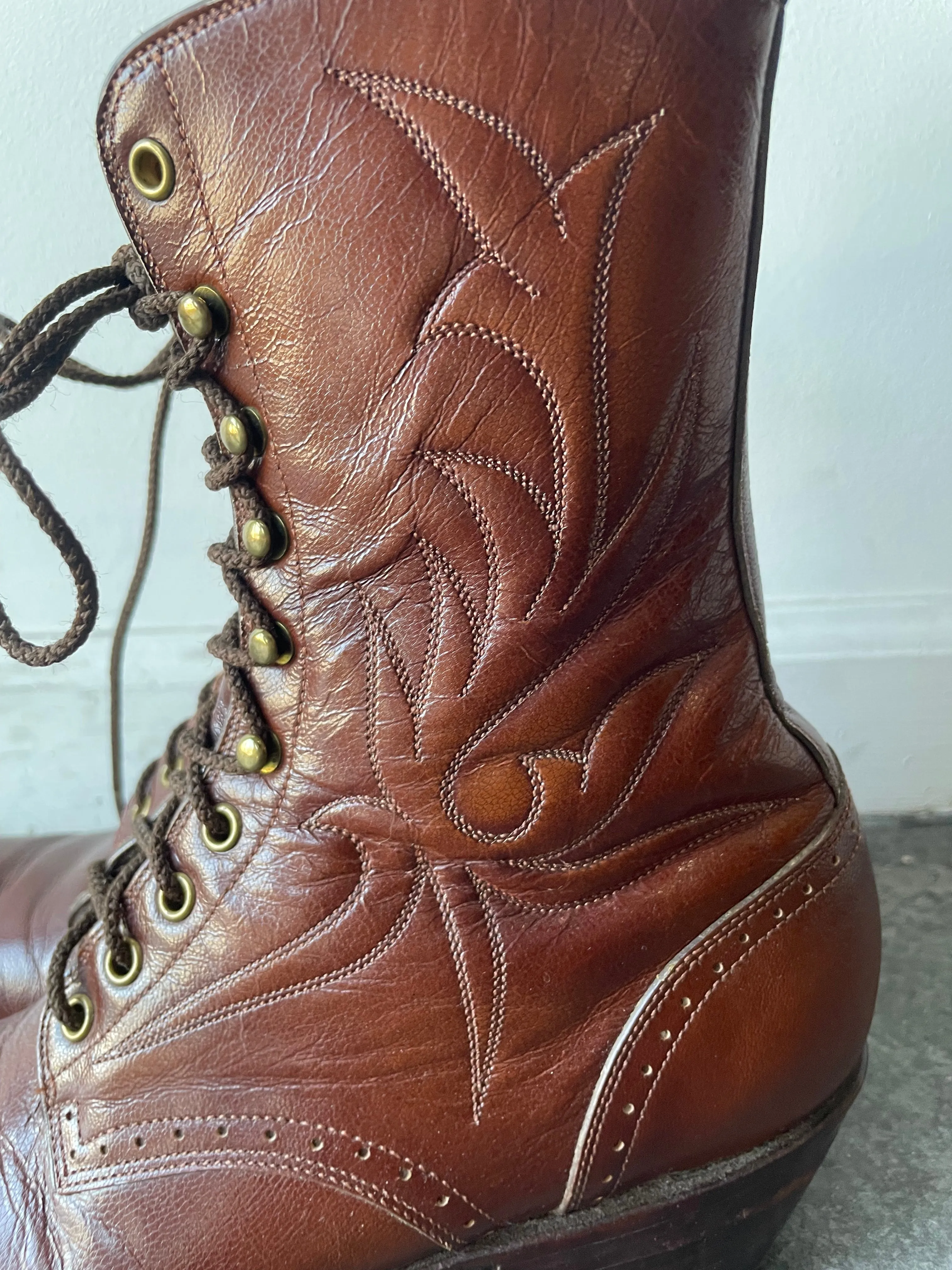 Vintage Brown Lace-Up Weinkauf Roper Boots