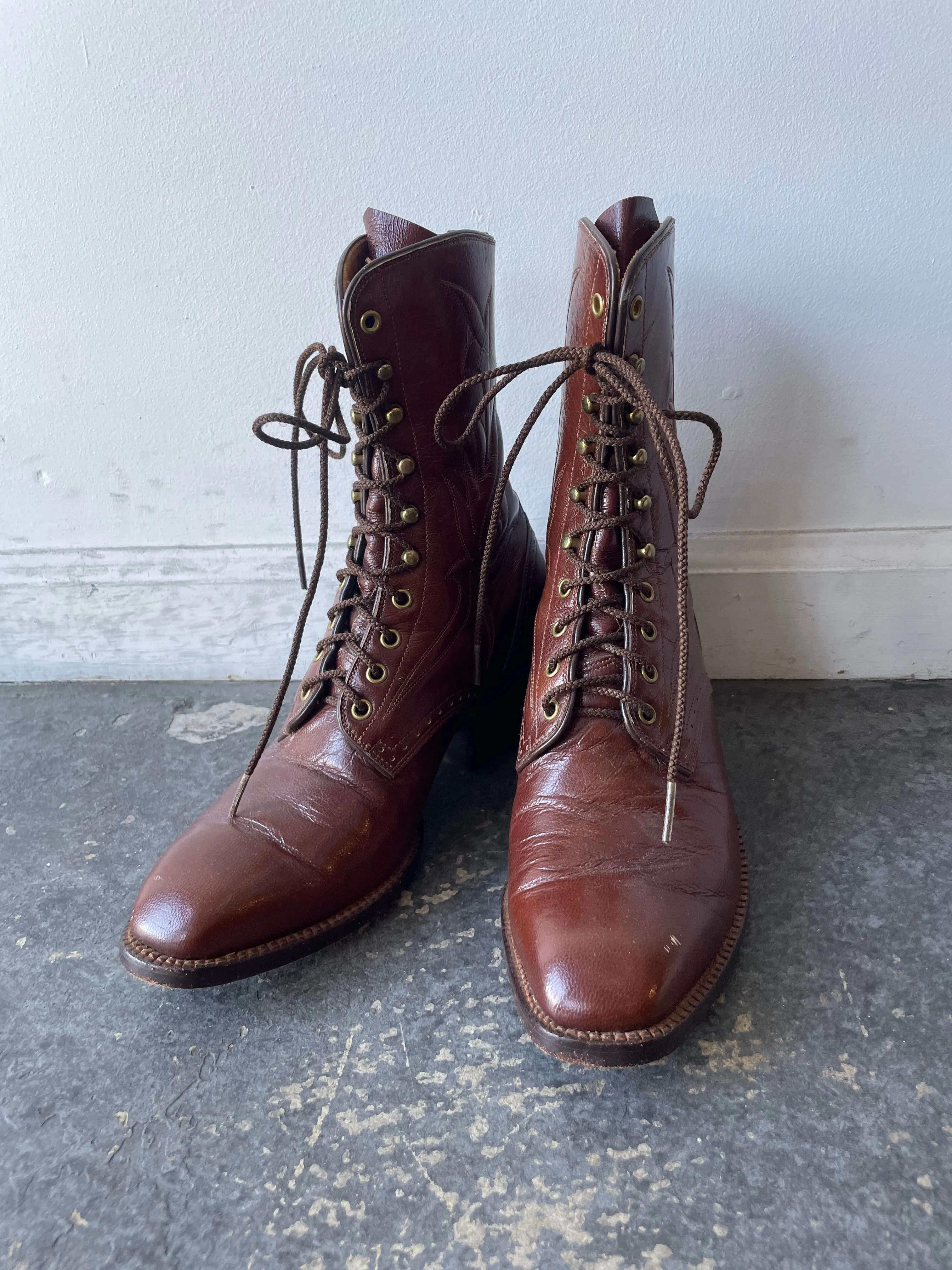 Vintage Brown Lace-Up Weinkauf Roper Boots