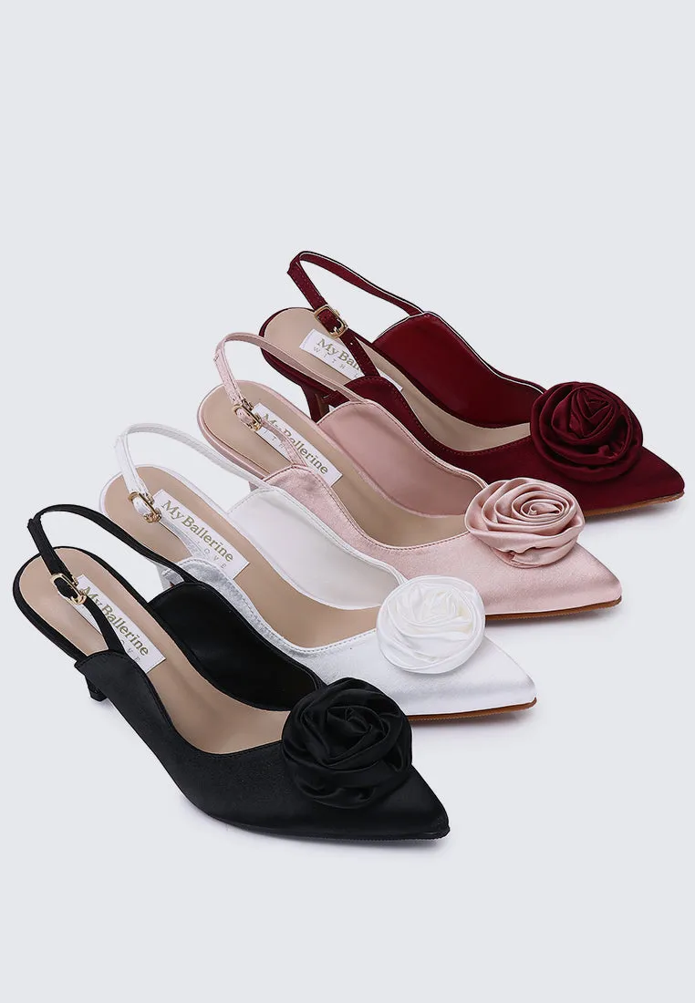 Whispers Of Petals Comfy Heels In Maroon