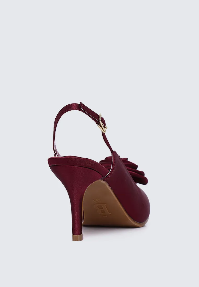 Whispers Of Petals Comfy Heels In Maroon
