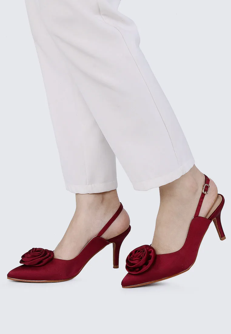Whispers Of Petals Comfy Heels In Maroon