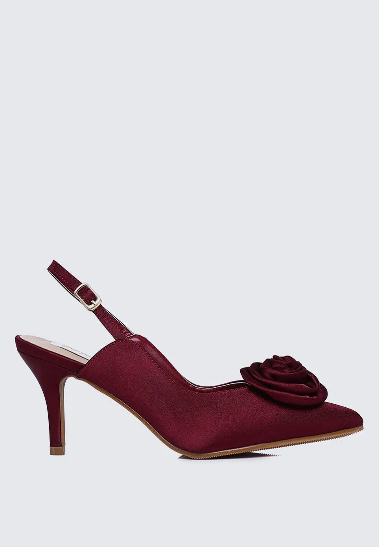 Whispers Of Petals Comfy Heels In Maroon