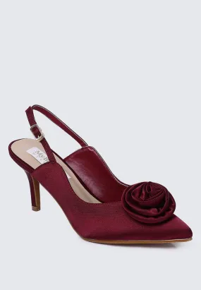 Whispers Of Petals Comfy Heels In Maroon