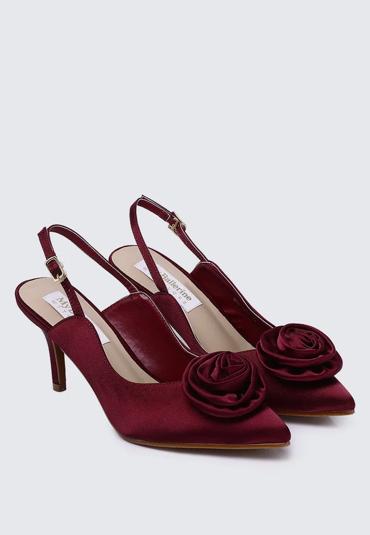 Whispers Of Petals Comfy Heels In Maroon