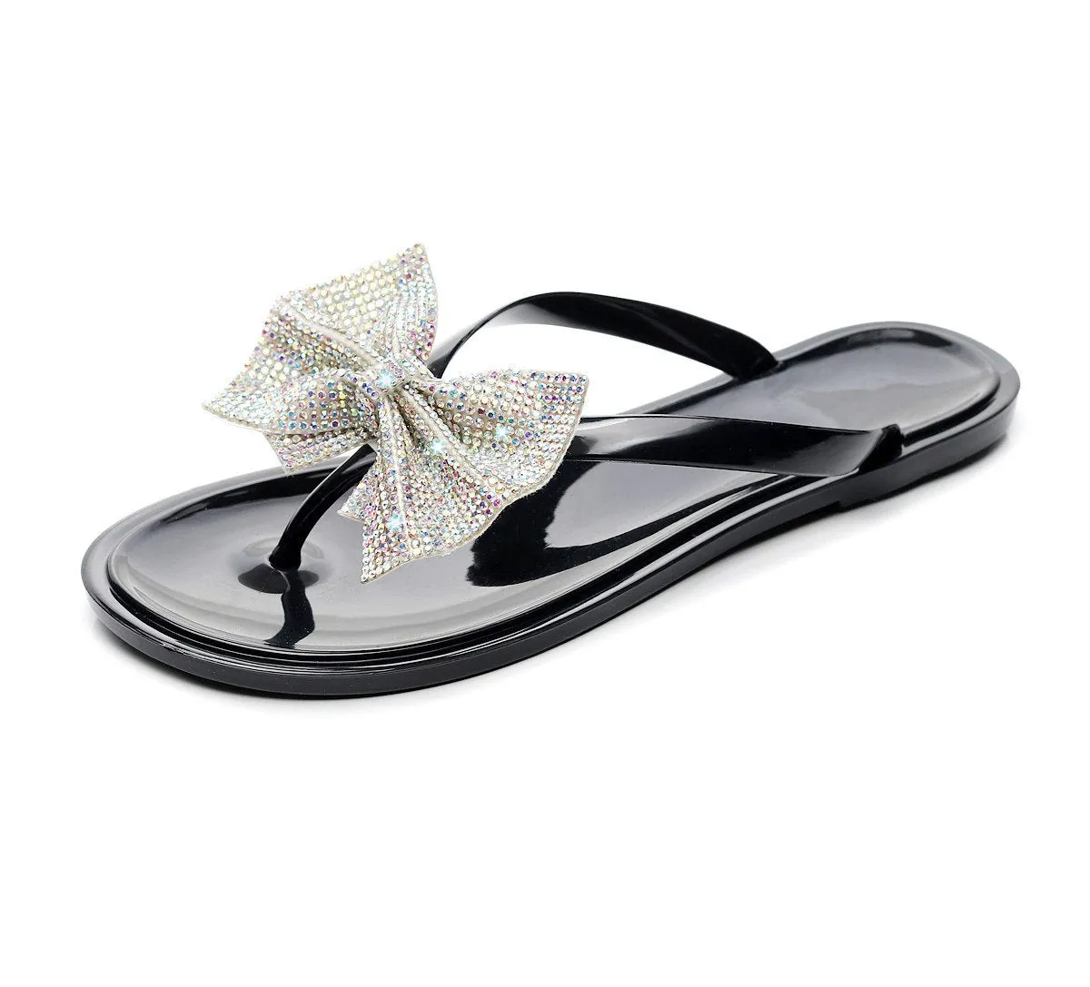 Women Bling Rhinestone Bow Sandals  Summer Fashion Flip Flops