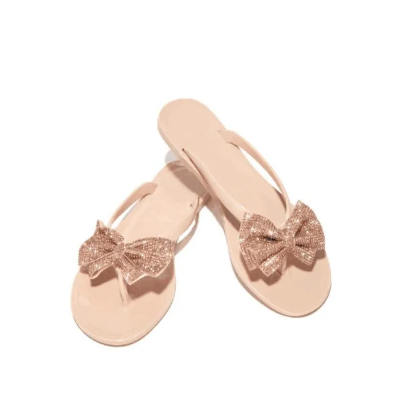 Women Bling Rhinestone Bow Sandals  Summer Fashion Flip Flops