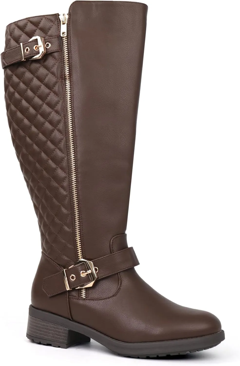 Women's Extra Wide Calf Knee High Riding Boots Retro Double Buckle Chic Style Fall Boots
