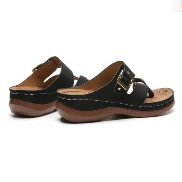 Women's Heart-Cultivating Flat Wedge Slip-on Slippers 85765782C